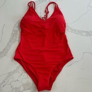 OVS Red One Piece Swimsuit Sleek V-Neck